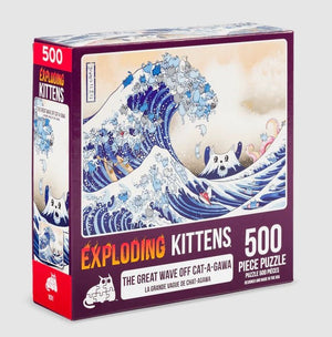 Exploding Kittens 500 Piece Puzzle The Great Wave Off Cat - A - Gawa - Gaming Library