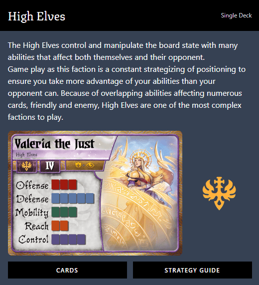 Summoner Wars (2nd Edition) High Elves Faction Deck