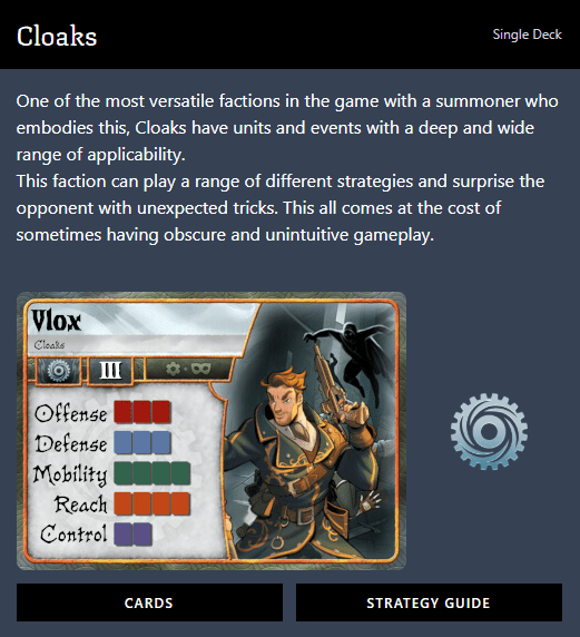 Summoner Wars (2nd Edition) The Cloaks Faction Deck