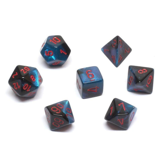 Chessex: Gemini Black Starlight/Red 7 Die Polyhedral Set - Gaming Library