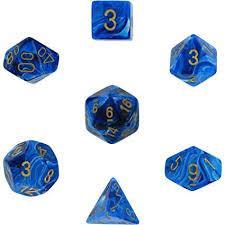 Chessex: Vortex Blue/Gold 7 Die Polyhedral Set - Gaming Library