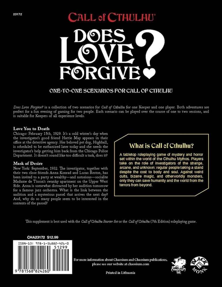 Call of Cthulhu RPG - Does Love Forgive? - Gaming Library