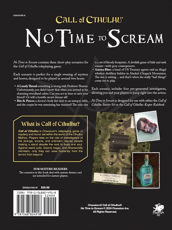 Call of Cthulhu RPG - No Time To Scream - Gaming Library