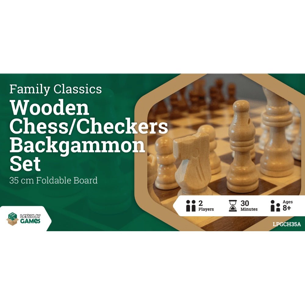 Classics Wooden Folding Chess/Checkers/Backgammon Set - Gaming Library