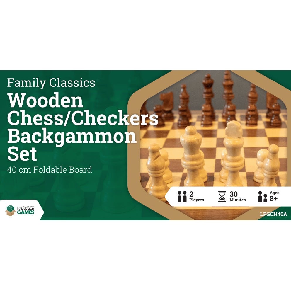 Classics Wooden Folding Chess/Checkers/Backgammon Set - Gaming Library