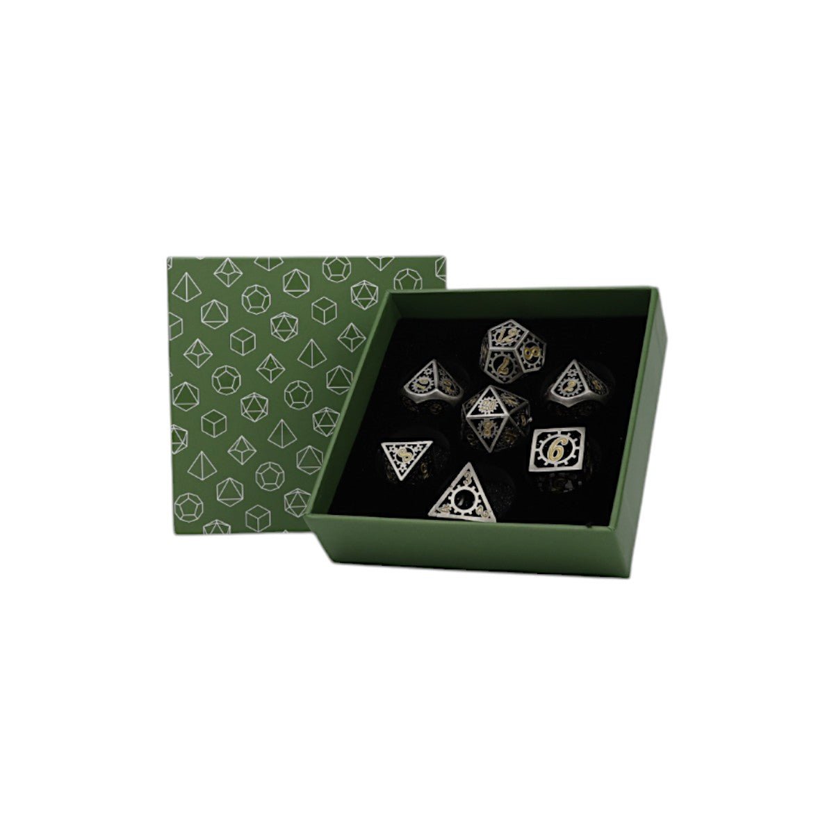 Clockwork Sun Dice Set Chrome/Gold - Gaming Library