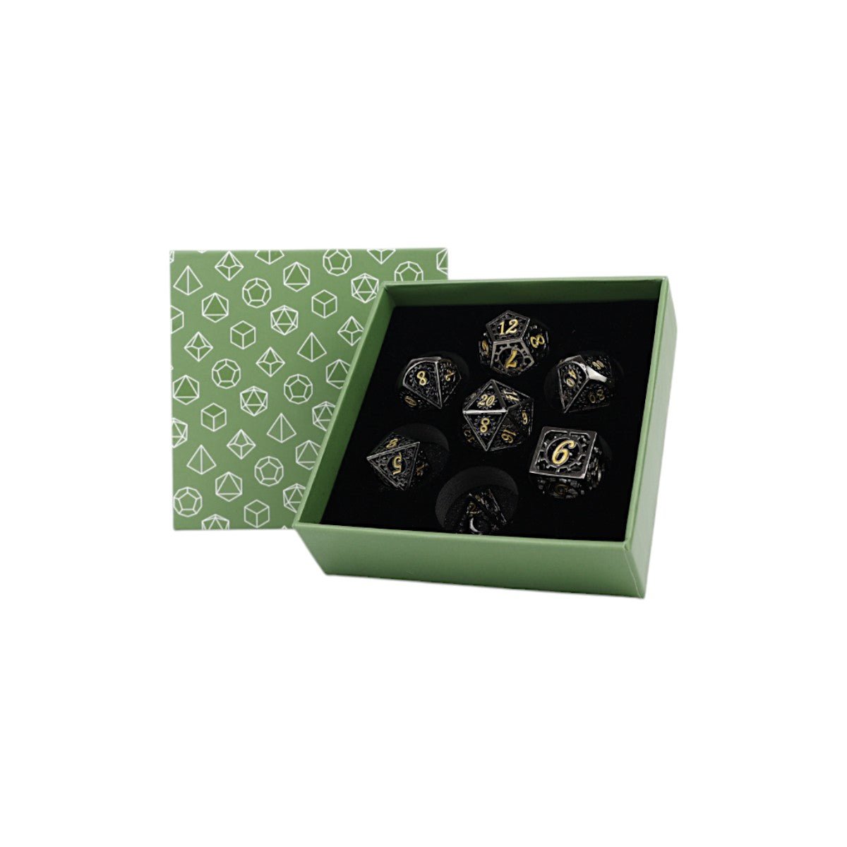 Clockwork Sun Dice Set Gold/Black - Gaming Library