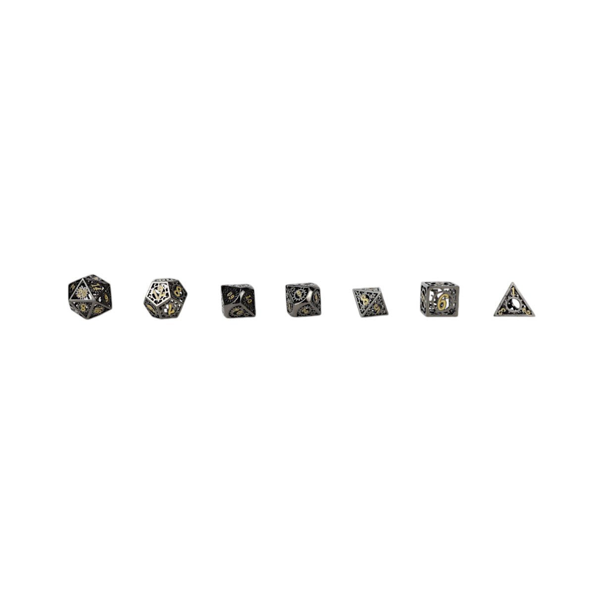 Clockwork Sun Dice Set Gold/Black - Gaming Library