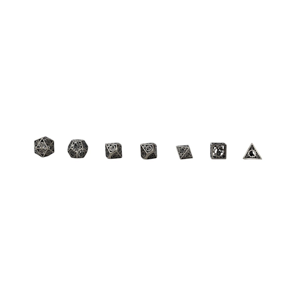 Clockwork Sun Dice Set Steel/Black - Gaming Library