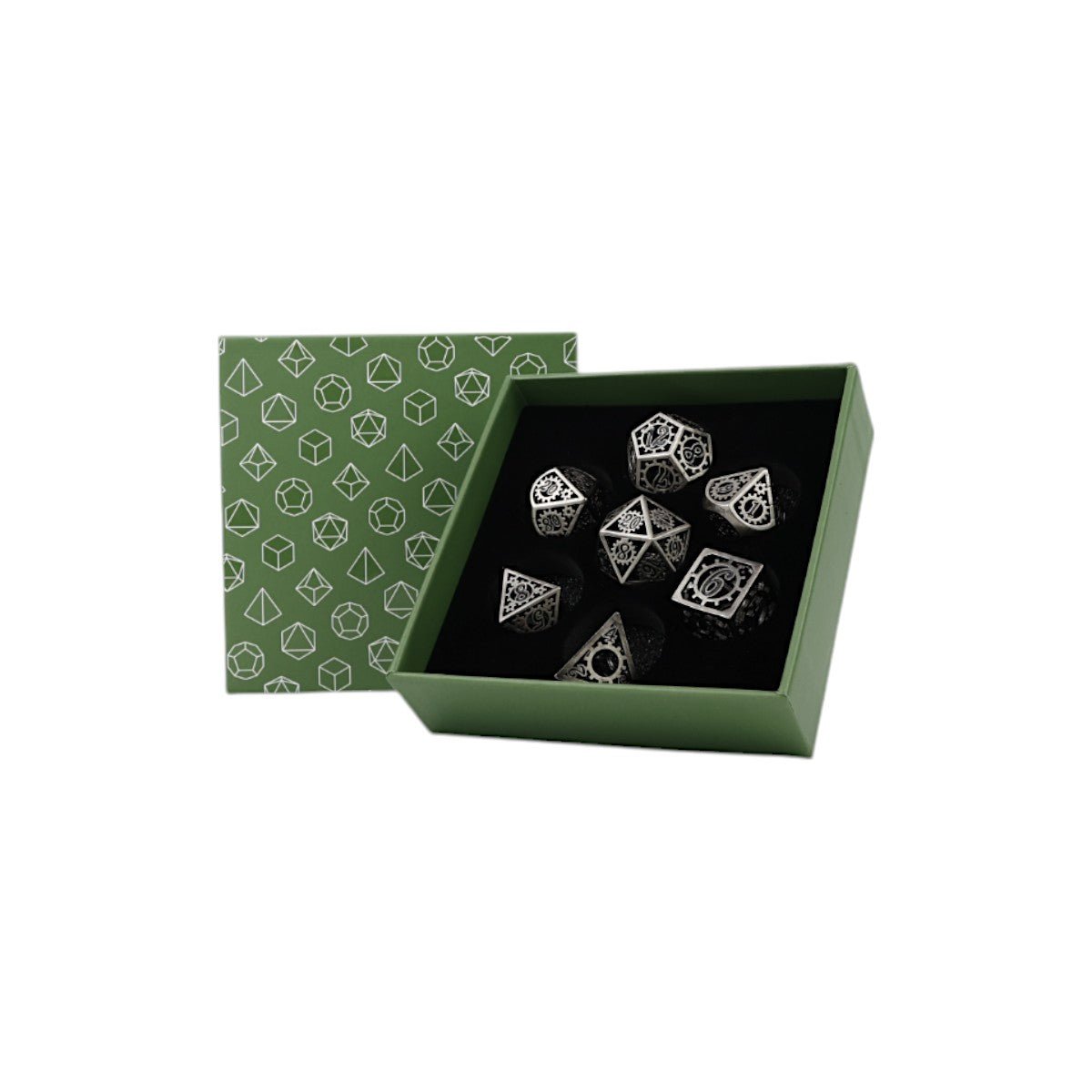 Clockwork Sun Dice Set Steel/Black - Gaming Library