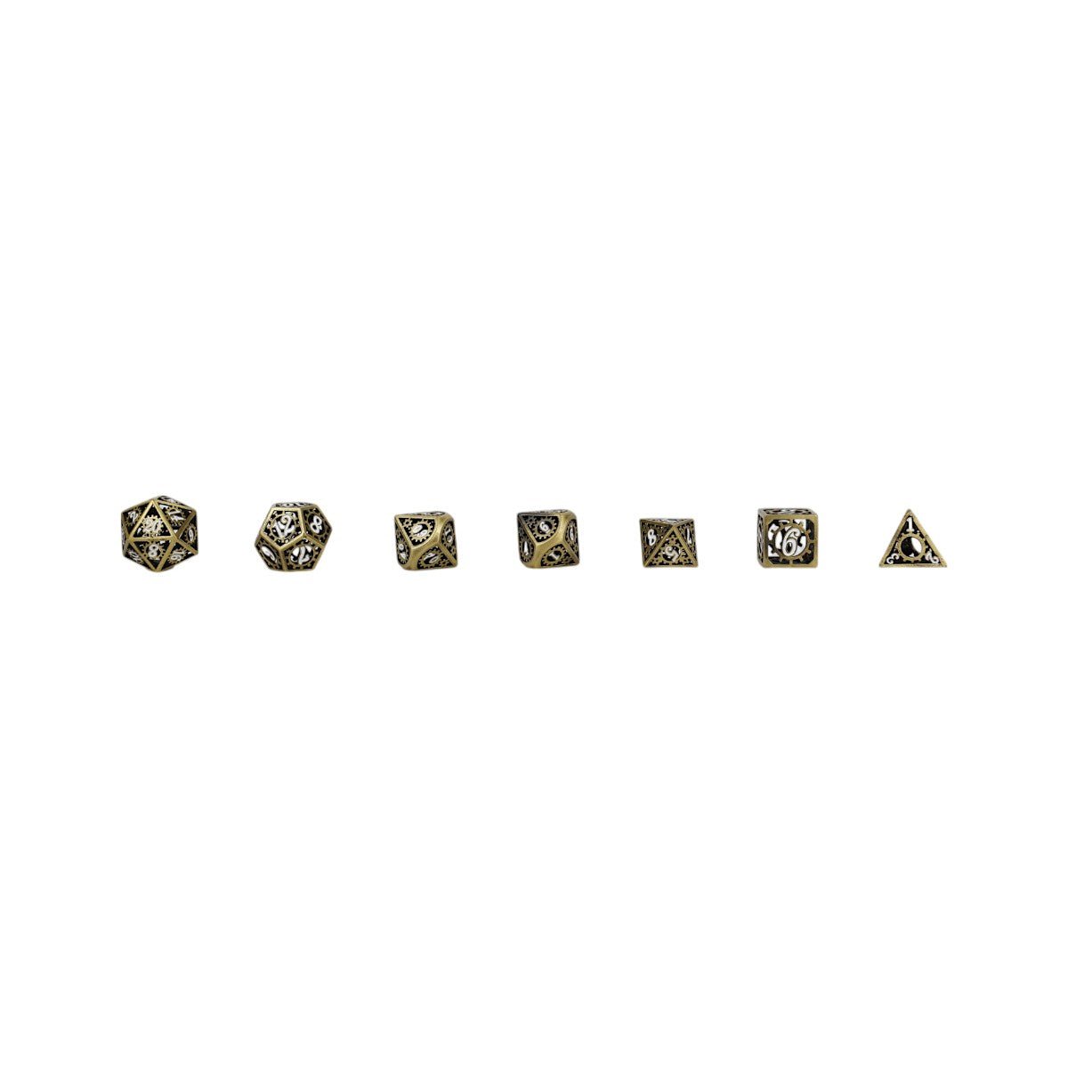 Clockwork Sun Dice Set Tarnished Gold - Gaming Library