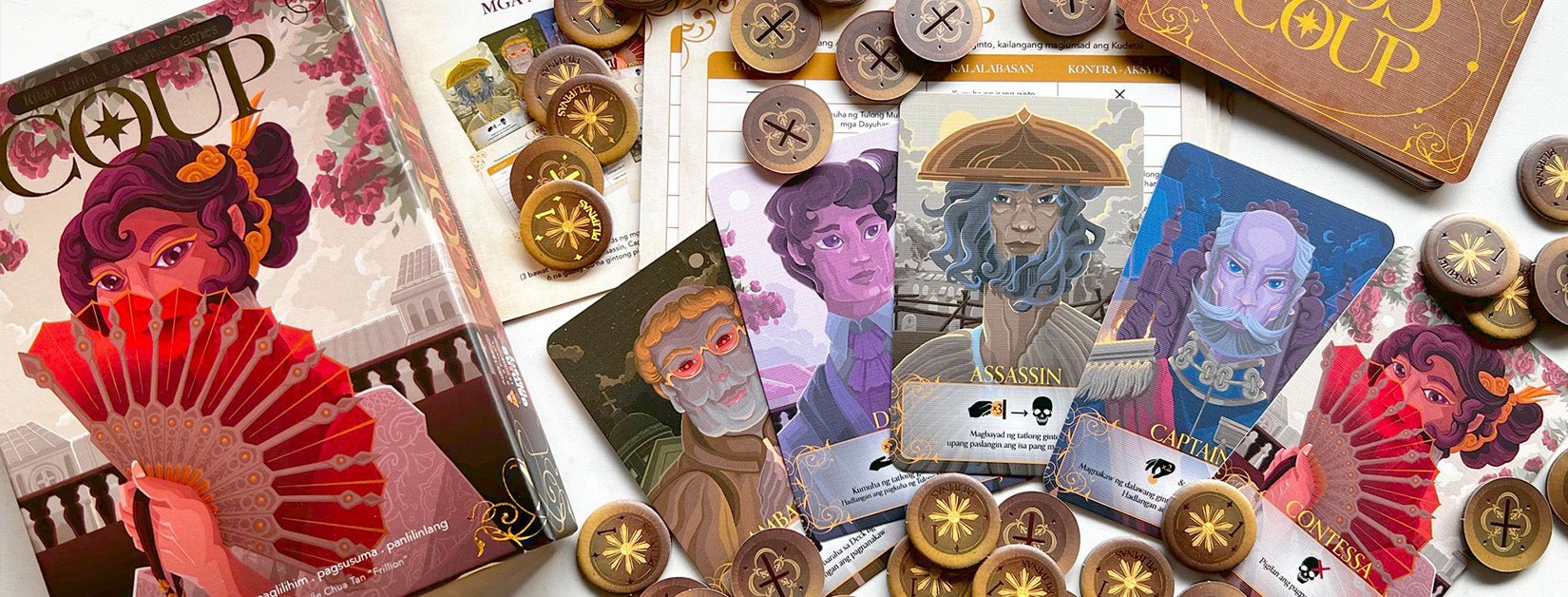Coup PH & Love Letter PH Bundle - Free Maria Clara Pin - Gaming Library