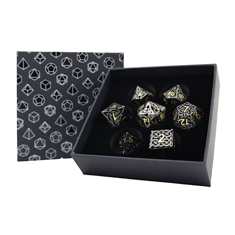 Dice RPG Set Hollow Celtic - Black and Gold - Gaming Library