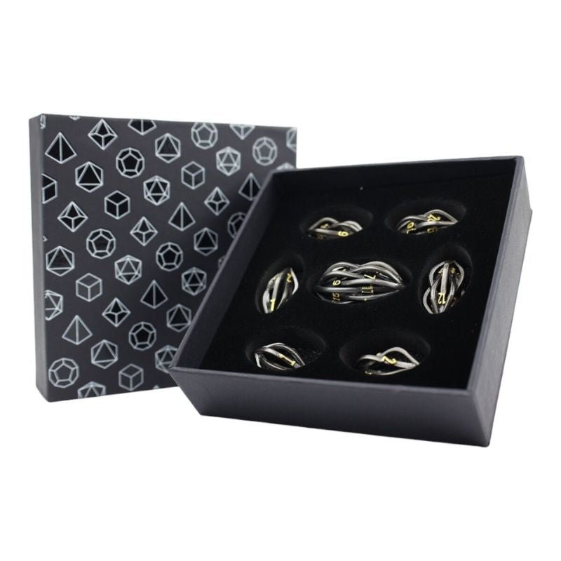 Dice RPG Set Hollow Elliptic - Black and Gold - Gaming Library