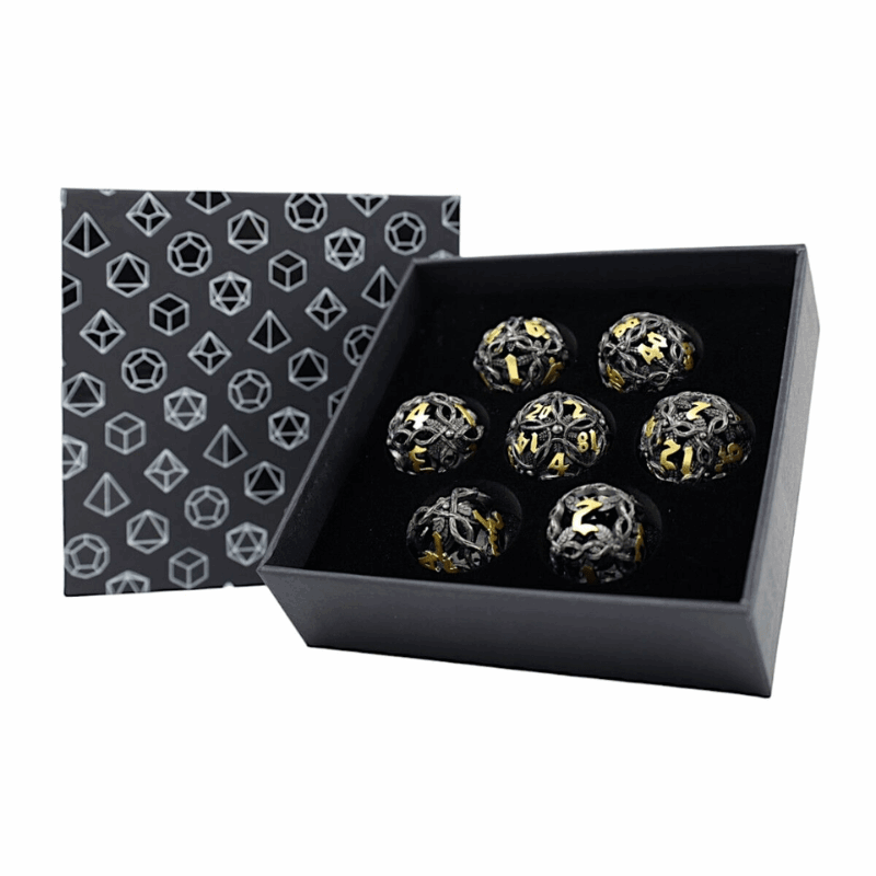 Dice RPG Set Hollow Vines - Black and Gold - Gaming Library