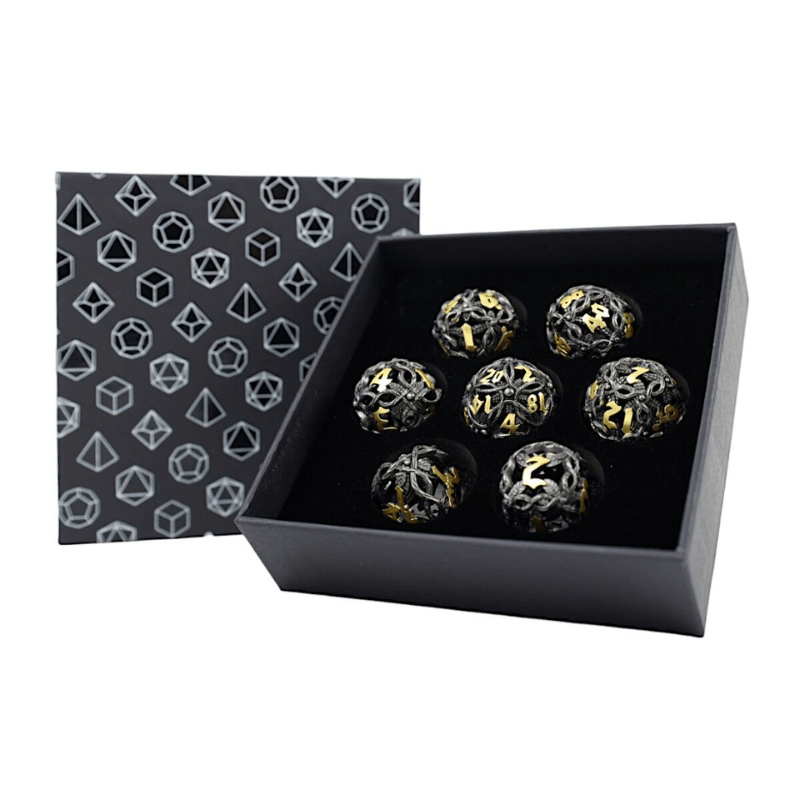 Dice RPG Set Hollow Vines - Black and Gold - Gaming Library