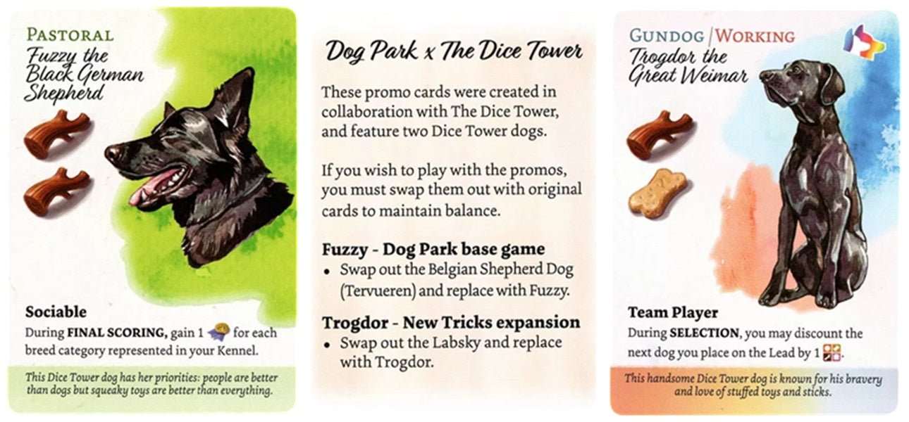 Dice Tower Dog Park: Fuzzy & Trogdor Promo Cards - Gaming Library