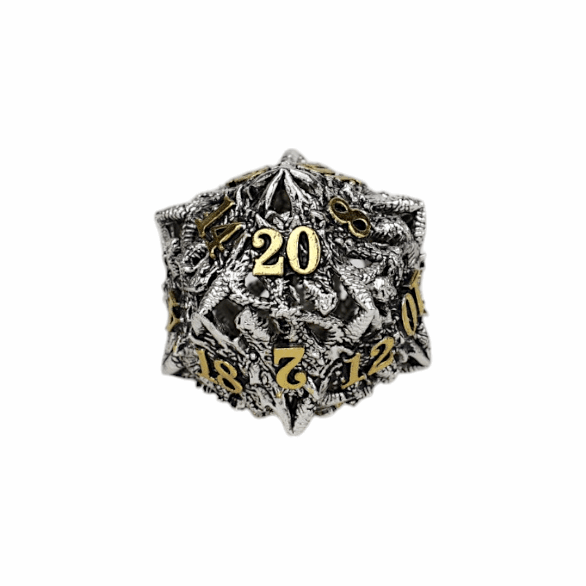 Dragon Rage Dice Set Chrome/Gold - Gaming Library