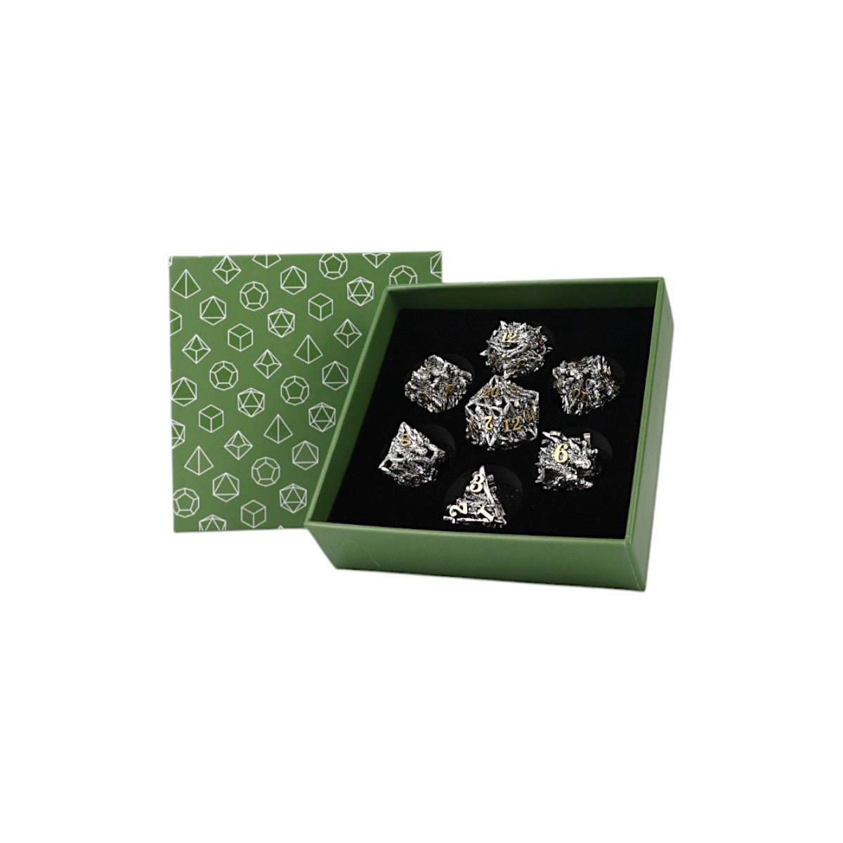 Dragon Rage Dice Set Chrome/Gold - Gaming Library