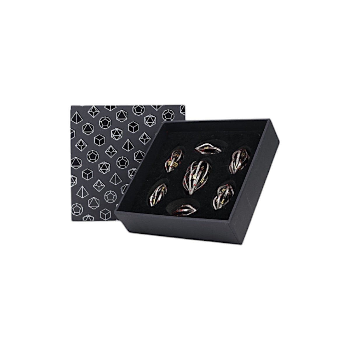 Elliptic Hollow Dice Set Bloodied Metal - Gaming Library