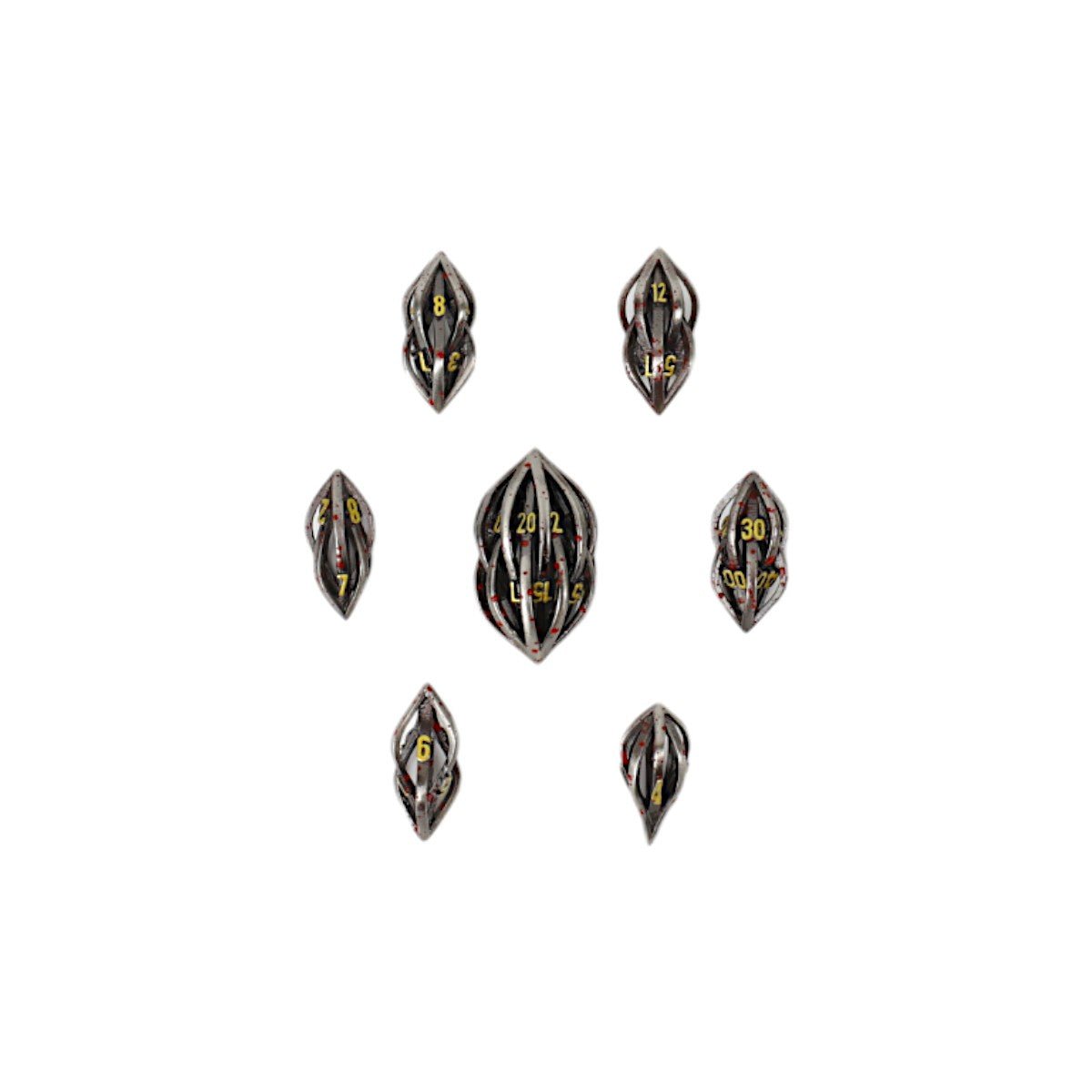 Elliptic Hollow Dice Set Bloodied Metal - Gaming Library
