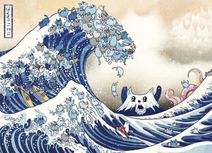 Exploding Kittens 500 Piece Puzzle The Great Wave Off Cat - A - Gawa - Gaming Library