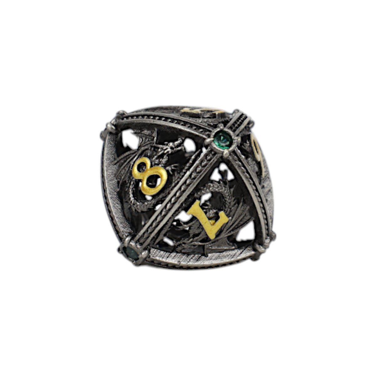 Hoard Guardian Dice Set Steel/Green - Gaming Library