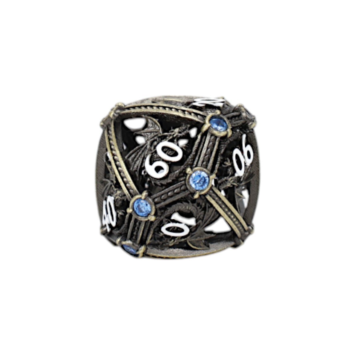Hoard Guardian Dice Set Tarnished Gold/Blue - Gaming Library