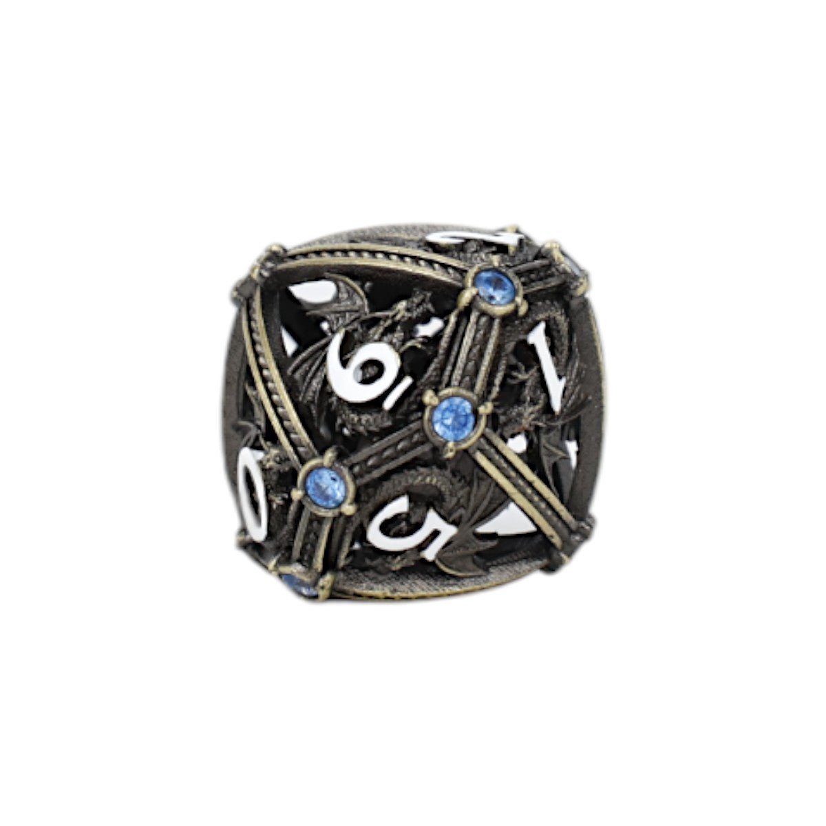 Hoard Guardian Dice Set Tarnished Gold/Blue - Gaming Library