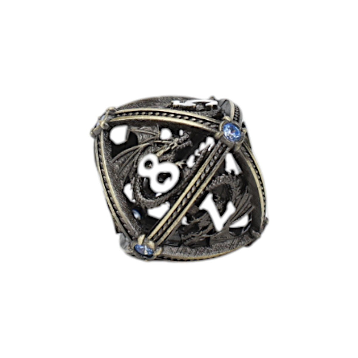 Hoard Guardian Dice Set Tarnished Gold/Blue - Gaming Library