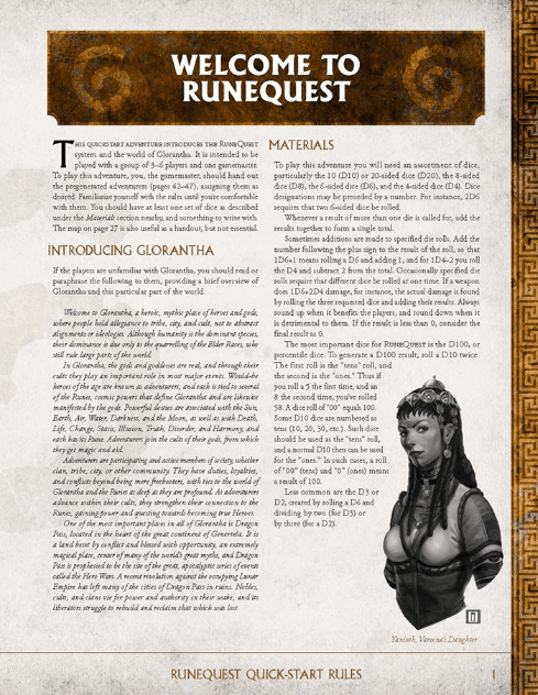 Runequest RPG - Roleplaying in Glorantha Quickstart - Gaming Library
