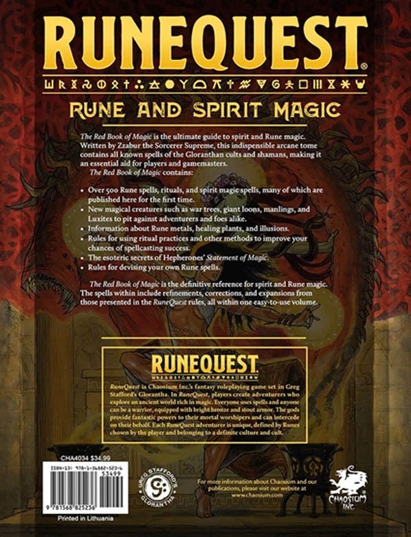 Runequest RPG - The Red Book Of Magic - Gaming Library