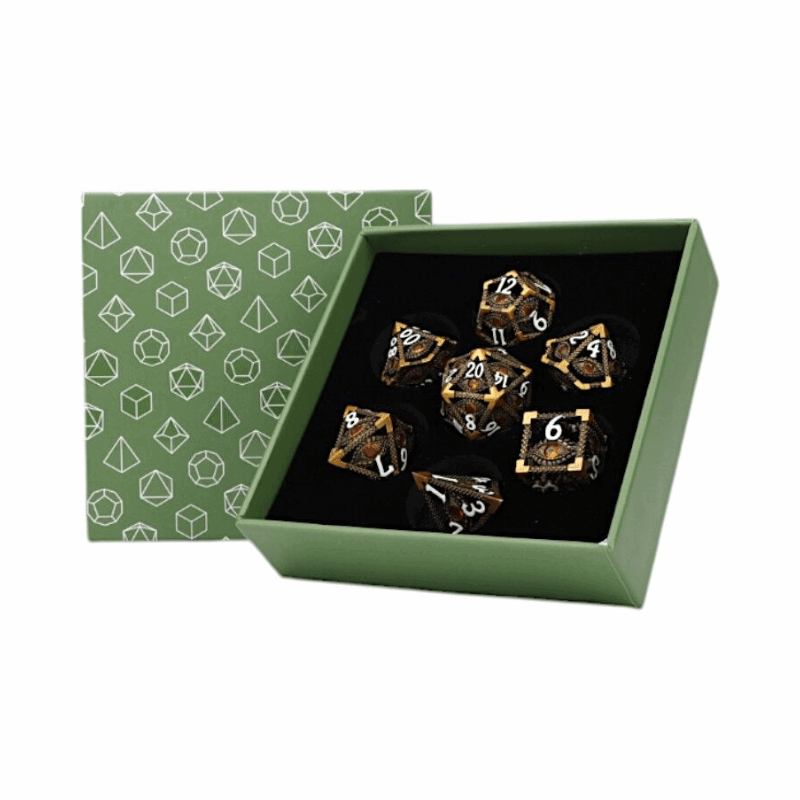 Scaled Eye Dice Set Ancient Bronze/Red - Gaming Library