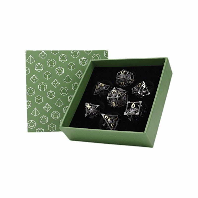 Scaled Eye Dice Set Black/Gold - Gaming Library