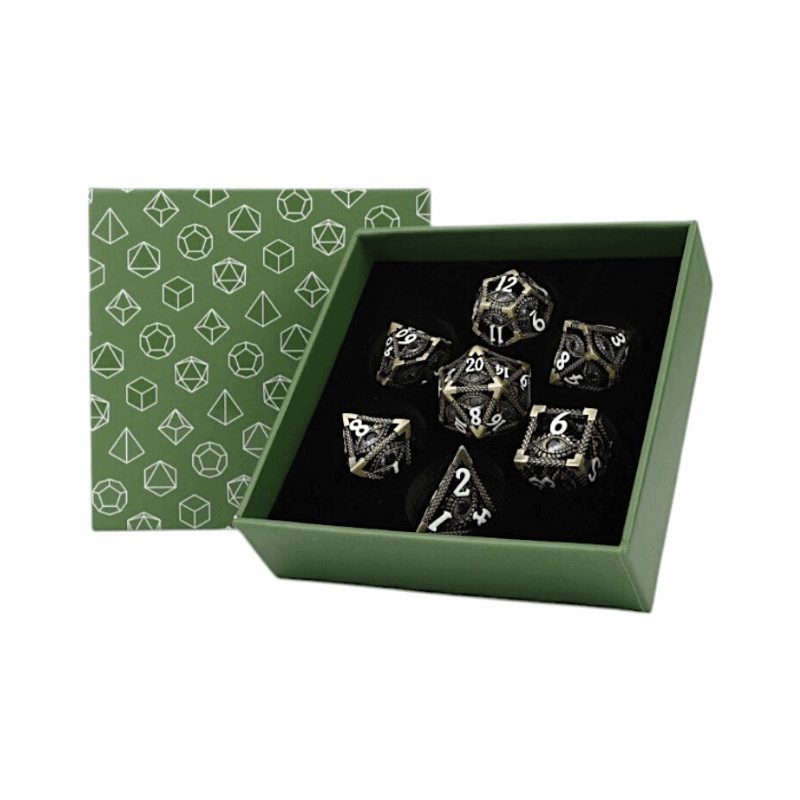 Scaled Eye Dice Set Tarnished Gold/Purple - Gaming Library