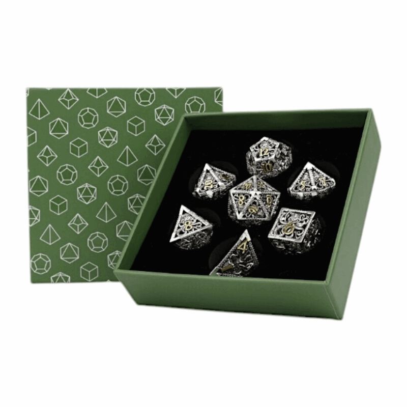 Strange Aeon Dice Set Chrome/Gold - Gaming Library