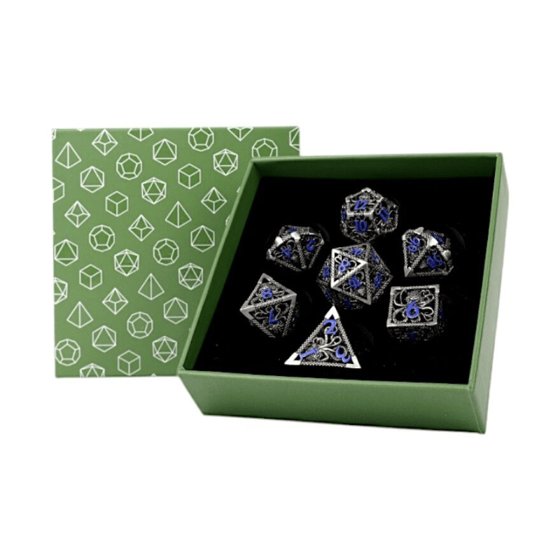Strange Aeon Dice Set Steel/Blue - Gaming Library