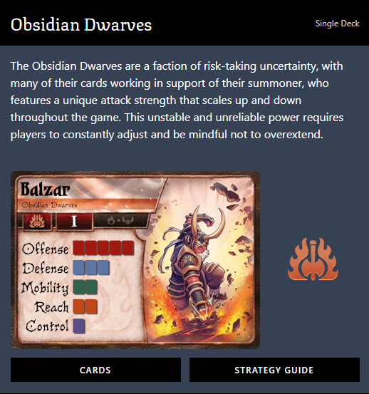 Summoner Wars (2nd Edition) Obsidian Dwarves Faction Deck - Gaming Library