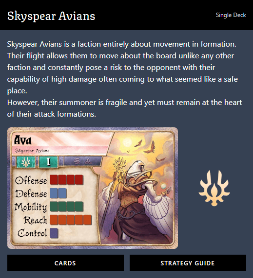 Summoner Wars (2nd Edition) Skyspear Avians Faction Deck - Gaming Library