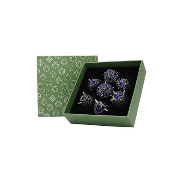 Xeno Hollow Dice Set Steel/Blue - Gaming Library