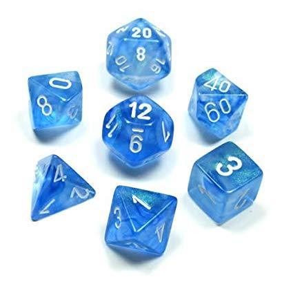 Chessex: Borealis Sky Blue/White 7 Die Polyhedral Set - Gaming Library