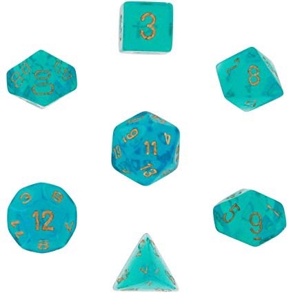 Chessex : Borealis Teal/gold 7-Die Set - Gaming Library