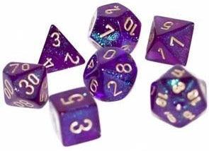 Chessex Dice Sets: Borealis Polyhedral Royal Purple with Gold - Gaming Library