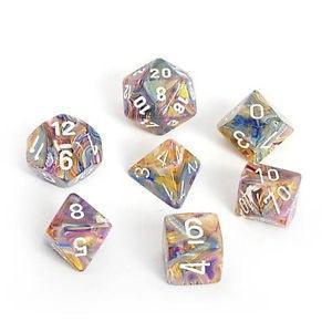 Chessex: Festive Carousel/White 7 Die Polyhedral Set - Gaming Library