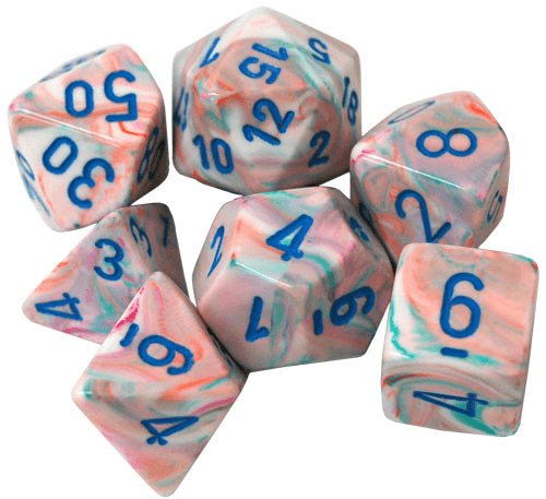 Chessex: Festive Poly Art Blue 7 Die Polyhedral Set - Gaming Library