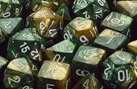 Chessex: Gemini Gold-Green/White 7 Die Polyhedral Set - Gaming Library