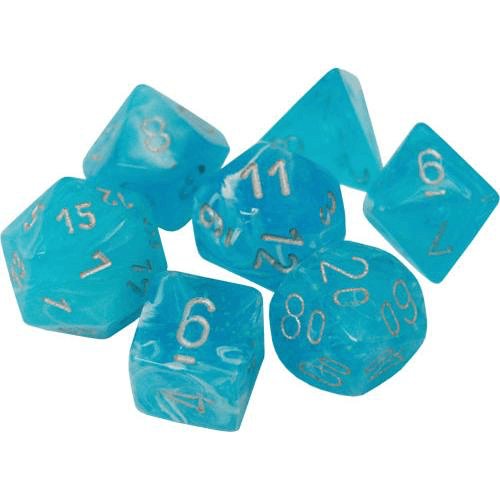 Chessex: Luminary Poly Sky-Silver 7 Die Polyhedral Set - Gaming Library