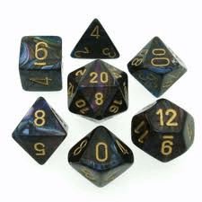 Chessex: Lustrous Shadow/Gold 7-Die Set - Gaming Library