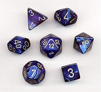 Chessex: Scarab Royal Blue/Gold 7 Die Polyhedral Set - Gaming Library