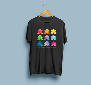 GL Merch - Rainbow Meeple Shirt - Gaming Library